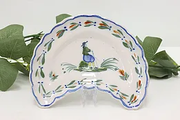 French Vintage Hand Painted Half Circular Bone Dish Quimper #51375