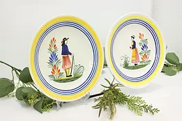 Pair of French Brittany Vintage Hand Painted Plates Quimper #51428