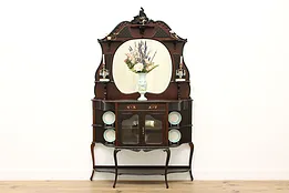 English Art Nouveau Antique China Curio Display Cabinet #51802