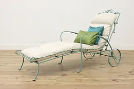 Patio Sunroom Vintage Verdigris Wrought Iron Chaise Lounge #52283