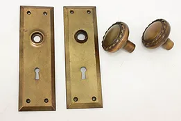 Victorian Antique Salvage Brass Door Knobs & Backplates #52071