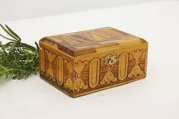 Carved Vintage Olive Wood Jewelry or Keepsake Box #52161