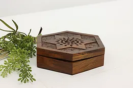 Rosewood Vintage Hand Carved Jewelry or Trinket Box #52162