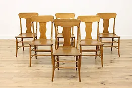 Set of 6 Antique Victorian Farmhouse Oak Dining Chairs #52290