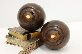 Pair of English Antique Birch Lawn Bowling Balls #52303