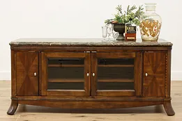 Traditional Design Mosaic Marble & Walnut TV or Bar Console #52120