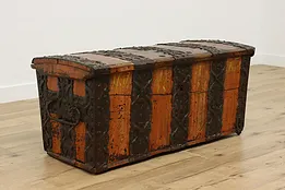 German Antique 1697 Farmhouse Iron Bound Dowry Chest, Trunk #51929