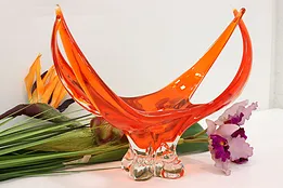 Canadian Vintage Blown Red & Orange Glass Sculpture, Chalet #49306