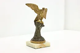 Eagle Antique Statue Bronze Sculpture on Onyx Base #52028