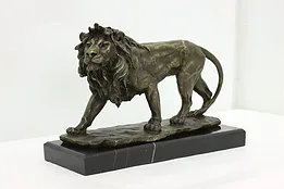 Bronze Lion Vintage Sculpture on Marble Base #52187