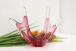 Murano Vintage Blown Cranberry Glass Centerpiece Sculpture #49312