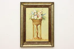 Flower Bouquet in Vase Vintage Original Oil Painting 48" #52351