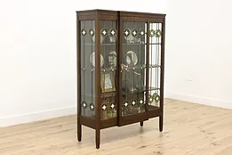 Craftsman Antique Leaded Glass China Cabinet Faribault #51614