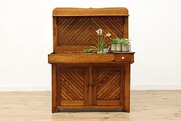 Farmhouse Antique Country Pine Pantry Dry Sink Bar Cabinet #52127