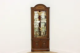 Traditional Vintage Lighted Corner Curio Cabinet, Jasper #51276