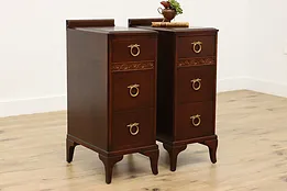 Pair of Antique Mahogany Nightstands Side or End Tables #52300