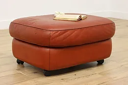 Traditional Vintage Red Leather Footstool, Ottoman or Bench #52331