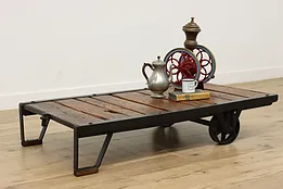 Industrial Railroad Salvage Cart Vintage Coffee Patio Table #52302