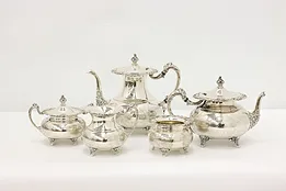 Ascot Pattern 5 Pc Silverplate Coffee & Tea Set, Community #49068