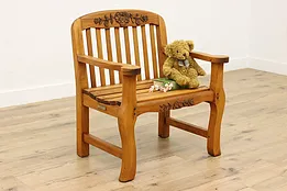 Farmhouse Vintage Carved Teak Patio or Porch Chair, Kingsley #52529