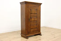 German Antique Oak & Iron Armoire, Wardrobe or Closet #52346