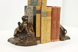 Pair of Vintage Copper Tiger Library Bookends, Jennings #51841