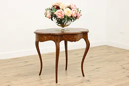 French Antique Marquetry Center Entry Table, Mother of Pearl #51965