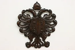 Renaissance Antique Carved Birch Coat of Arms Wall Crest #52573