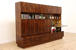 Midcentury Modern Vintage Rosewood Wall Unit Bar or Bookcase #52532