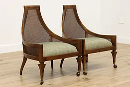 Pair of Midcentury Modern Vintage Caned Accent Chairs Signed #51539