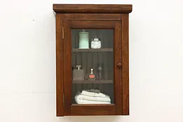 Traditional Antique Oak Medicine or Display Wall Cabinet #51961