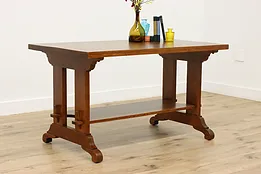 Arts & Crafts Antique Oak Craftsman Library Table or Desk #52493