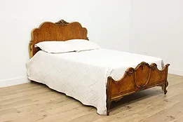 French Design Carved Maple Full or Double Size Bed, Flowers #52314