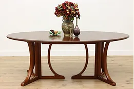 Midcentury Modern Vintage Oval Cherry Dining Table, 2 Leaves #52428