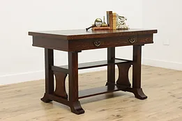 Arts & Crafts Mission Oak Antique Library Table Office Desk #52552