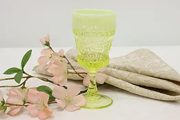 Victorian Design Vintage Yellow Glass Goblet, Flowers #50712