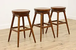 Set of 3 Farmhouse Vintage Bar or Counter Stools, Buckstaff #52473