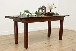 Farmhouse Rustic Oak Antique Harvest Kitchen Dining Table #50506