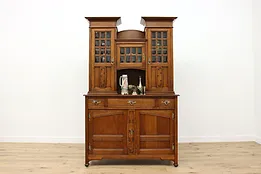 Craftsman Antique Arts & Crafts Oak Sideboard Bar Cabinet #52355