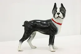 Farmhouse Antique Cast Iron Painted Boston Terrier Door Stop #51838