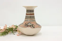 Mexican Vintage Mata Ortiz Pottery Vase, Lizards, Martinez #52579