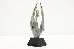 Bronze Vintage Statue Swan Sculpture on Base, Danel #51962