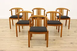 Set 6 Midcentury Modern Danish Teak Dining Chairs New Fabric #52554