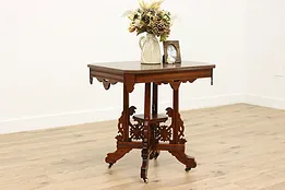 Victorian Eastlake Antique Red Marble Top Lamp or Hall Table #52664