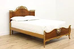 French Design Vintage Carved Walnut Full Size Bed #52133