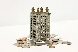 City Building Antique Painted Cast Iron Coin Bank #50530