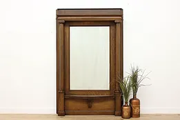 Vicgtorian Oak Antique Beveled Hall Pier Mirror, Columns #52942