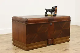 Art Deco Vintage Waterfall Walnut Chest or Trunk, Cavalier #52850