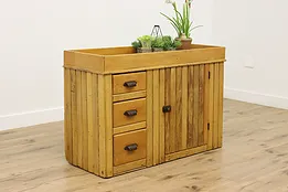 Farmhouse Antique Oak Kitchen Dry Sink or Hall Cabinet #52936