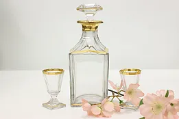 Traditional Vintage Painted Glass Decanter Set, 2 Glasses #52571